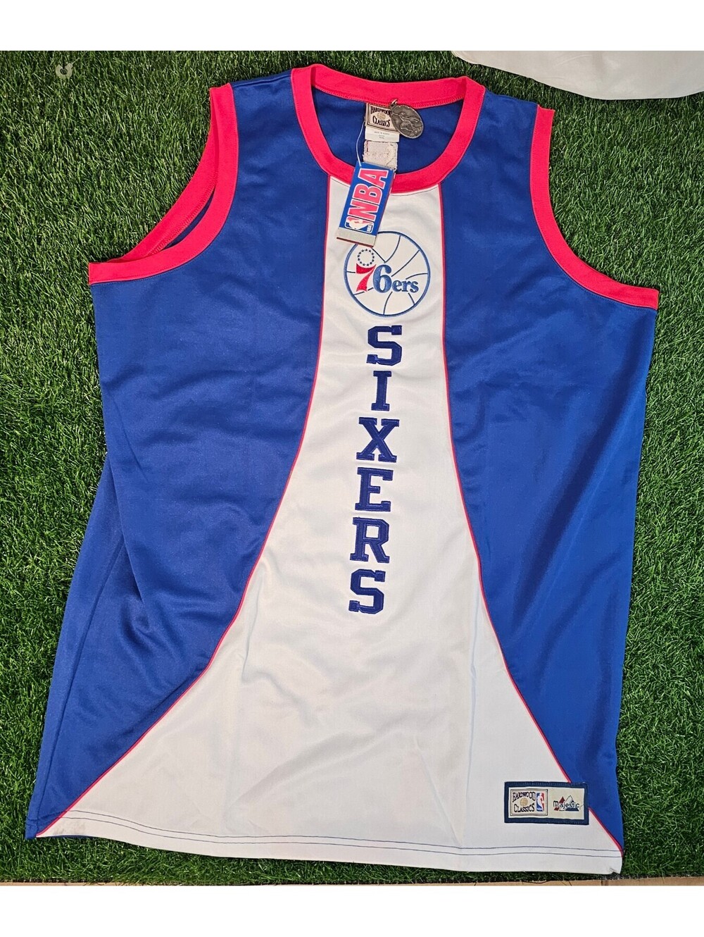 Vtg Majestic Hardwood Classics Philadelphia 76ers NBA Jersey XXL Made In USA